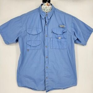 Columbia Bonehead Shirt Mens Large PFG Fishing Short Sleeve Outdoor‎ Blue